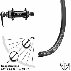 Dt-swiss Schwarzes 28 Zoll Vorderrad DT Swiss R 460 DB Mit Shimano XT HB-M8000