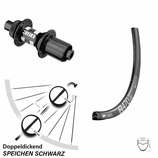 Dt-swiss 28 Zoll Hinterrad Rennrad/Gravel 470 DB 350 -für Gravelbike Verkaufsladen 8235644