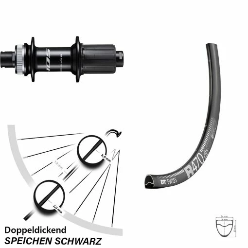 Dt-swiss 28 Zoll Hinterrad Rennrad/Gravel DT Swiss 470 DB Shimano FH-R7070 5 Dt-swiss 28 Zoll Hinterrad Rennrad/Gravel DT Swiss 470 DB Shimano FH-R7070 -für Gravelbike Verkaufsladen 8236976