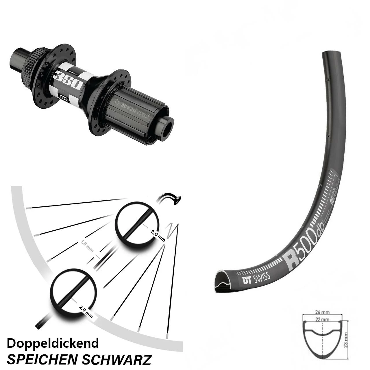 Dt-swiss DT Swiss 350 Und R 500 Felge Hinterrad 28 Zoll 3 Dt-swiss DT Swiss 350 Und R 500 Felge Hinterrad 28 Zoll