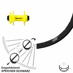Vorderrad 29 Zoll Ryde Rival 21 XLC Pro Gelb Steckachse