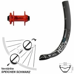 Dt-swiss 27,5+ Zoll Vorderrad XLC Evo Rot Mit DT Swiss H 552