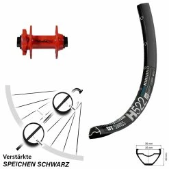 Dt-swiss 29 Zoll Vorderrad DT Swiss H 522 Mit XLC Evo Nabe Rot