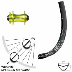 Dt-swiss Vorderrad 29 Zoll DT Swiss H 522 XLC Evo Disc Grün Steckachse