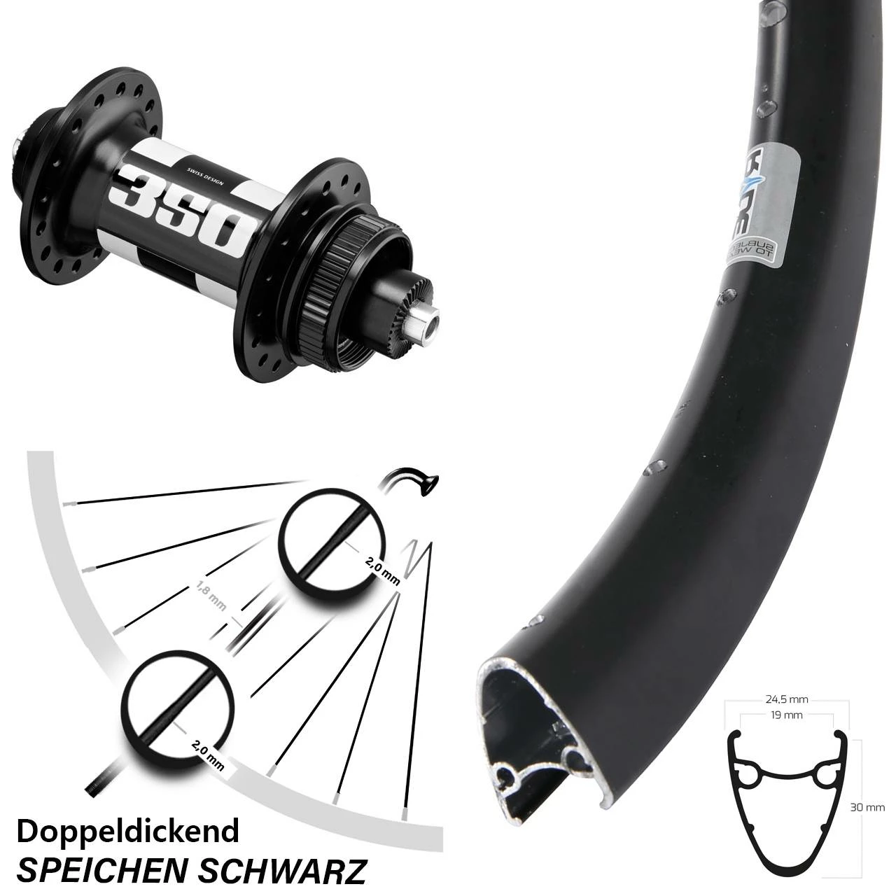 Vorderrad Disc Ryde Dutch 19 DT Swiss 350 Nabe Centerlock 3 Vorderrad Disc Ryde Dutch 19 DT Swiss 350 Nabe Centerlock