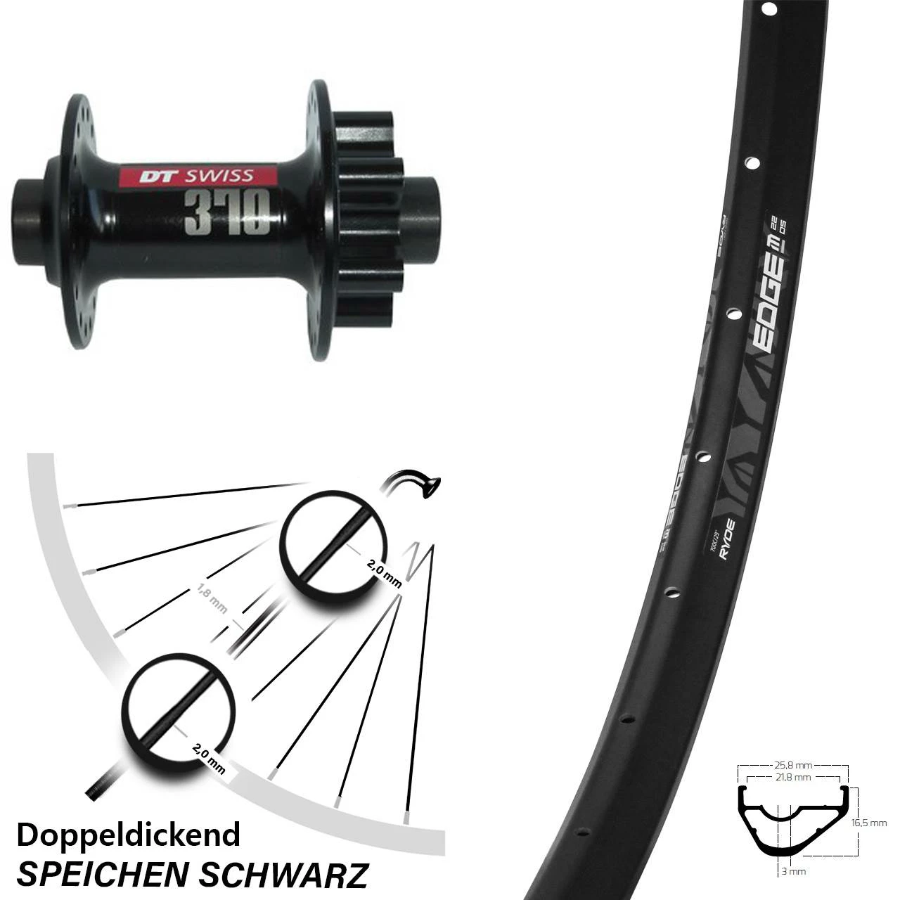 Ryde Edge M22 Vorderrad 29 Zoll Mit DT Swiss 370 6-Loch Nabe 3 Ryde Edge M22 Vorderrad 29 Zoll Mit DT Swiss 370 6-Loch Nabe