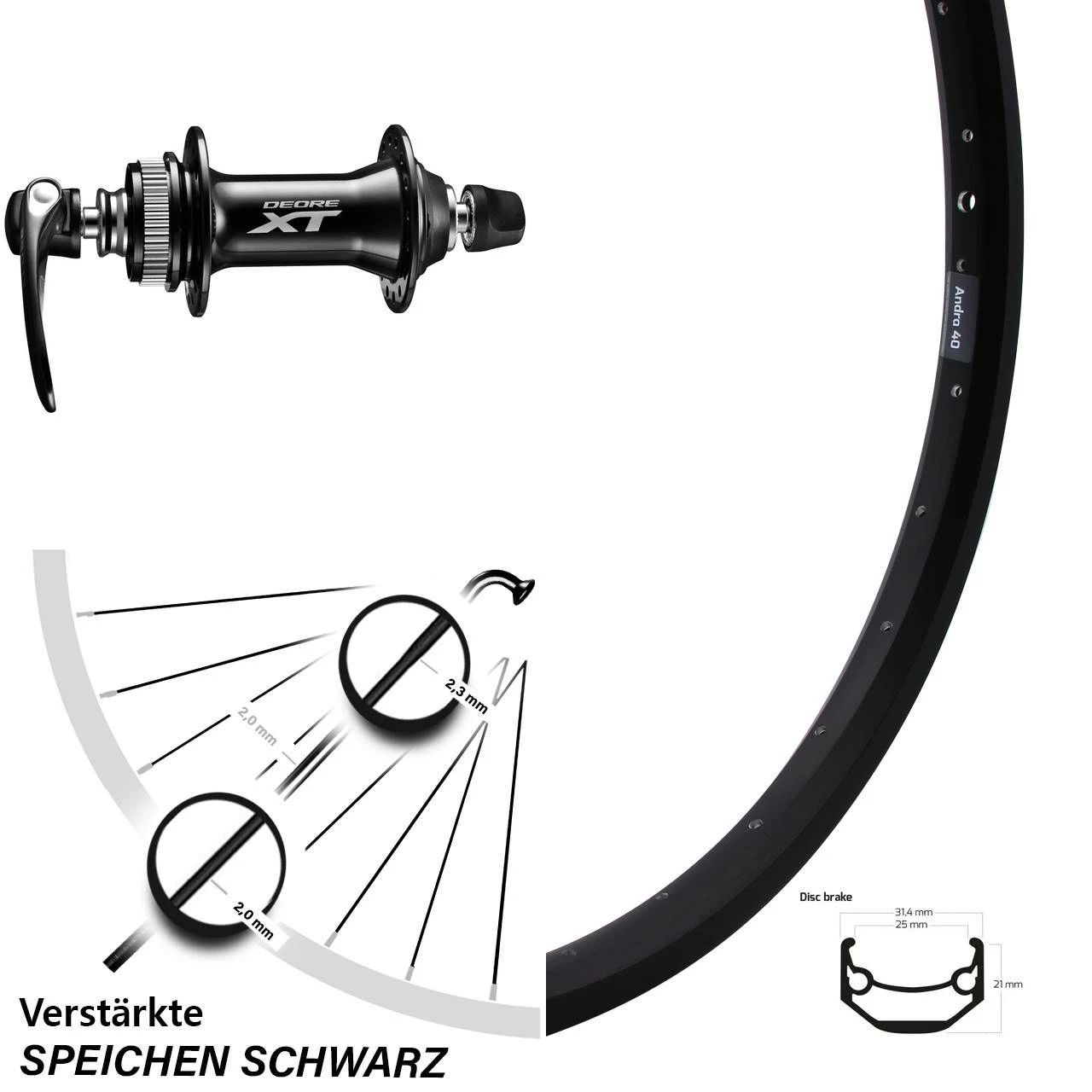 Ryde Andra 40 Disc-Vorderrad 28-29 Zoll Shimano XT Centerlock 3 Ryde Andra 40 Disc-Vorderrad 28-29 Zoll Shimano XT Centerlock