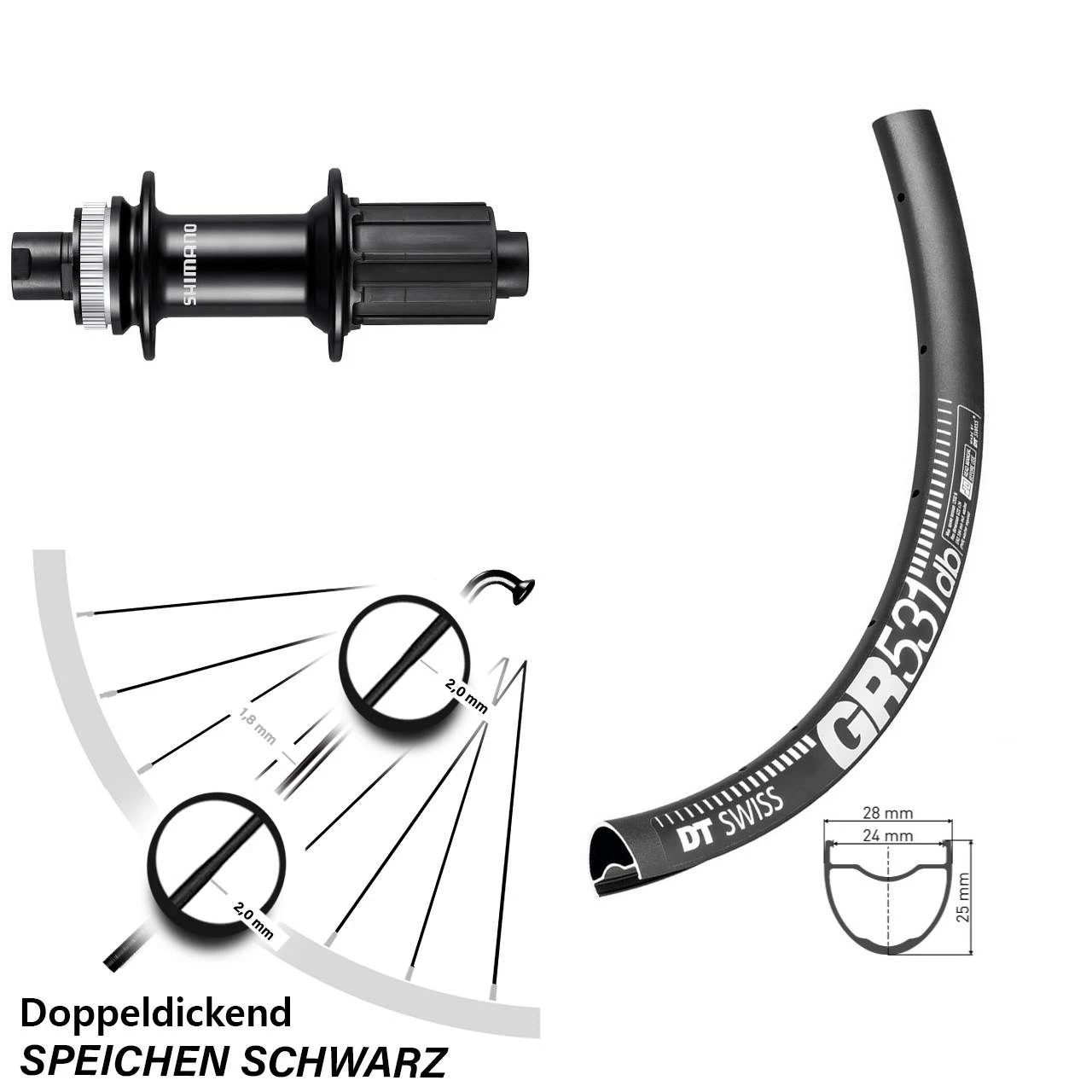 Dt-swiss Hinterrad 28 Zoll DT Swiss GR 531 DB Gravel Shimano FH-RS470 3 Dt-swiss Hinterrad 28 Zoll DT Swiss GR 531 DB Gravel Shimano FH-RS470