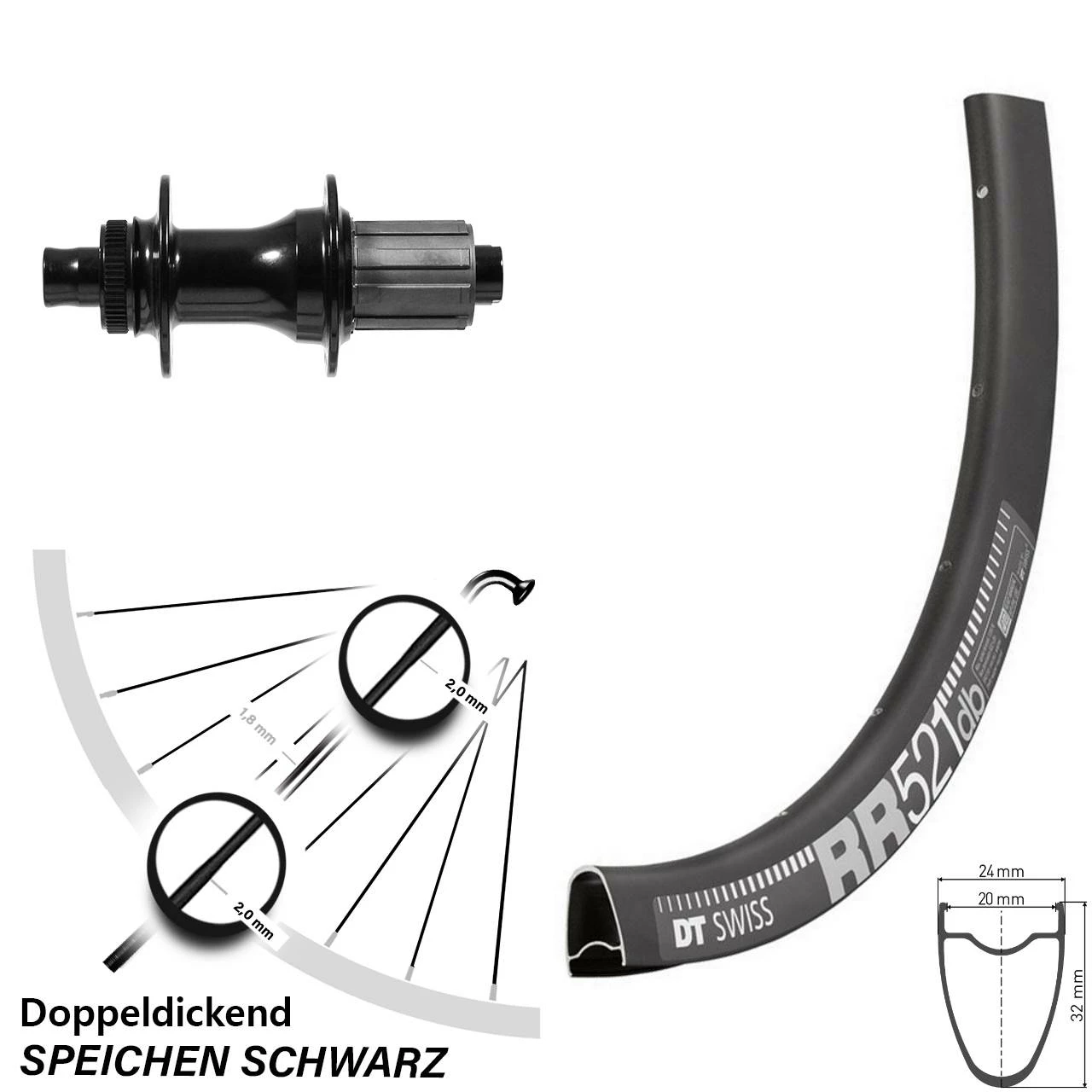 Dt-swiss 28 Zoll Hinterrad Formula RXC-142S DT Swiss RR 521 DB 3 Dt-swiss 28 Zoll Hinterrad Formula RXC-142S DT Swiss RR 521 DB