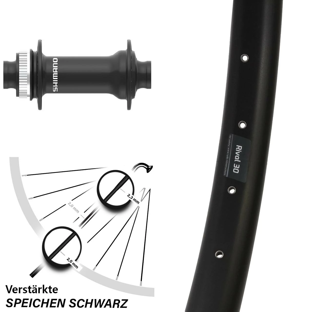 Vorderrad 29 Zoll Ryde Rival 30 Shimano HB-MT410 Boost 3 Vorderrad 29 Zoll Ryde Rival 30 Shimano HB-MT410 Boost