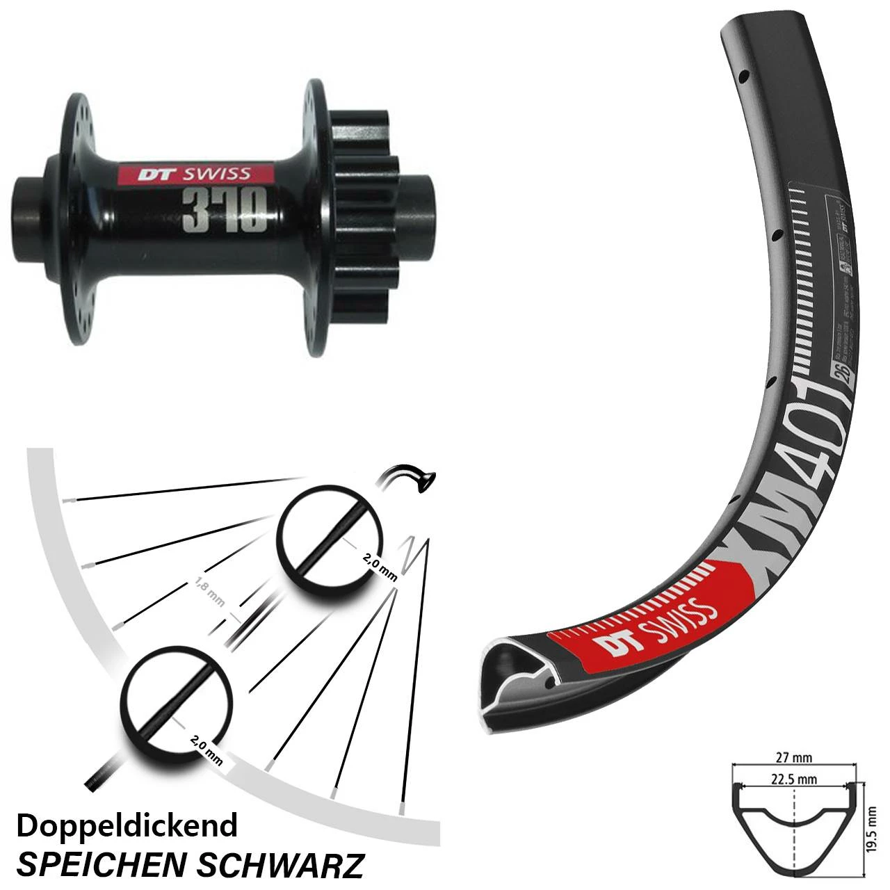 Dt-swiss 29 Zoll Vorderrad XM 401 Mit DT Swiss 370 Nabe 15x100 Mm 3 Dt-swiss 29 Zoll Vorderrad XM 401 Mit DT Swiss 370 Nabe 15x100 Mm