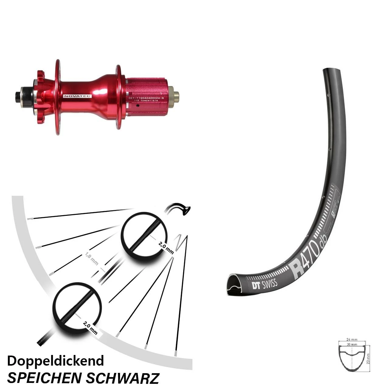 Dt-swiss 28 Zoll Hinterrad DT Swiss R 470 DB Novatec D792SB Nabe 11-fach 3 Dt-swiss 28 Zoll Hinterrad DT Swiss R 470 DB Novatec D792SB Nabe 11-fach