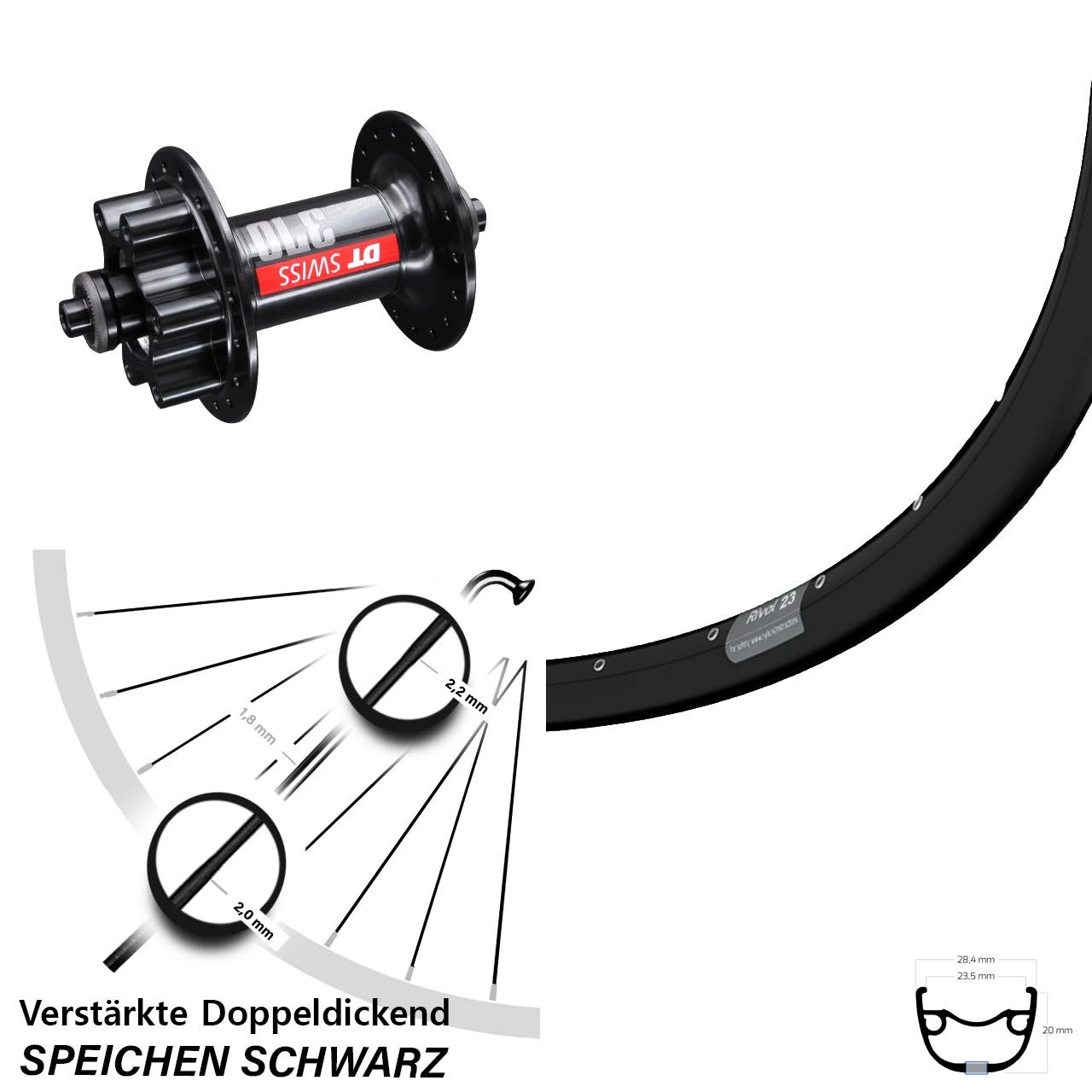 Vorderrad 29 Zoll Ryde Rival 23 Disc DT Swiss 370 3 Vorderrad 29 Zoll Ryde Rival 23 Disc DT Swiss 370