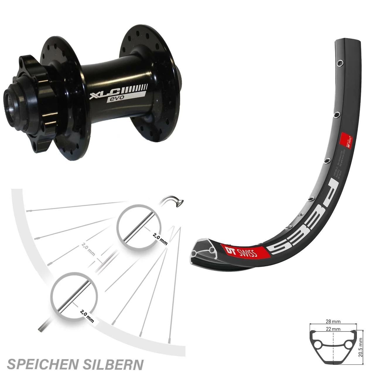 Dt-swiss Vorderrad 26 Zoll DT Swiss 533D 15 Mm Evo 6-Loch 3 Dt-swiss Vorderrad 26 Zoll DT Swiss 533D 15 Mm Evo 6-Loch