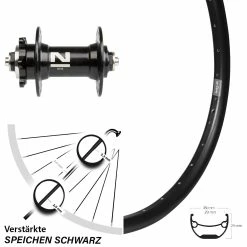 Vorderrad 26 Zoll Ryde Andra 29 Disc 6-loch Novatec D041SB Schnellspanner