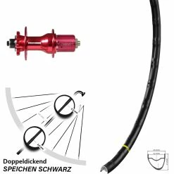 28 Zoll Hinterrad Novatec D792SB Rot Mavic A 1022 Disc 6-loch