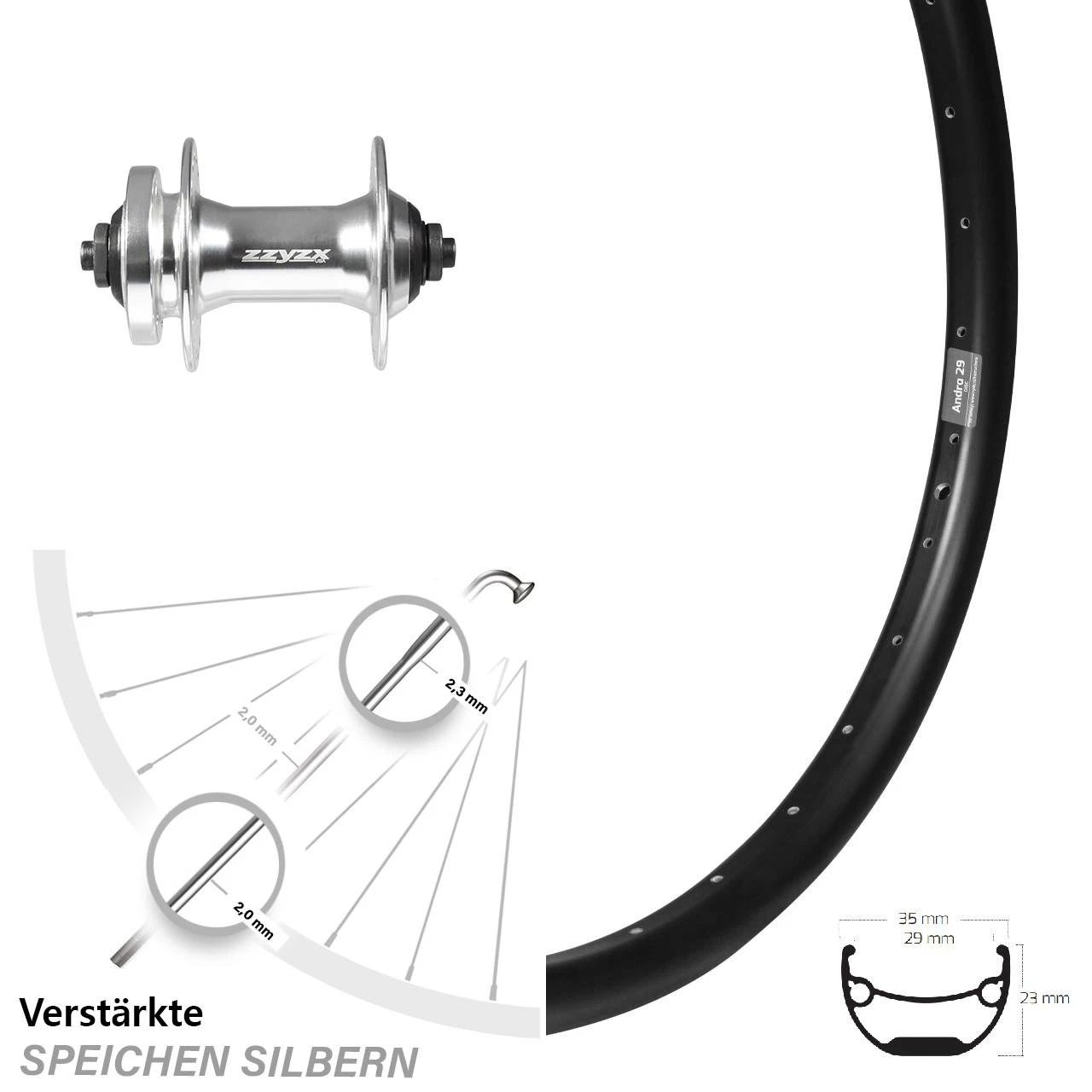 Ryde Andra 29 Disc Vorderrad 29 Zoll Formula DC-21 Nabe Schnellspanner 3 Ryde Andra 29 Disc Vorderrad 29 Zoll Formula DC-21 Nabe Schnellspanner