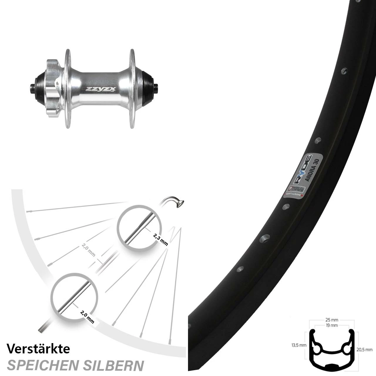 26 Zoll Vorderrad Zzyzx Schwarz Mit Ryde Andra 30 Disc 3 26 Zoll Vorderrad Zzyzx Schwarz Mit Ryde Andra 30 Disc