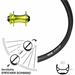 Laufrad 15/100 Mm 28-29 Zoll Ryde Andra 321 Disc 6-loch XLC Pro Grün-eloxiert Steckachse