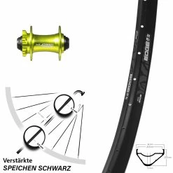 Ryde Edge M30 Vorderrad 15x100 Mm XLC Pro Grün-eloxiert 6-loch Steckachse