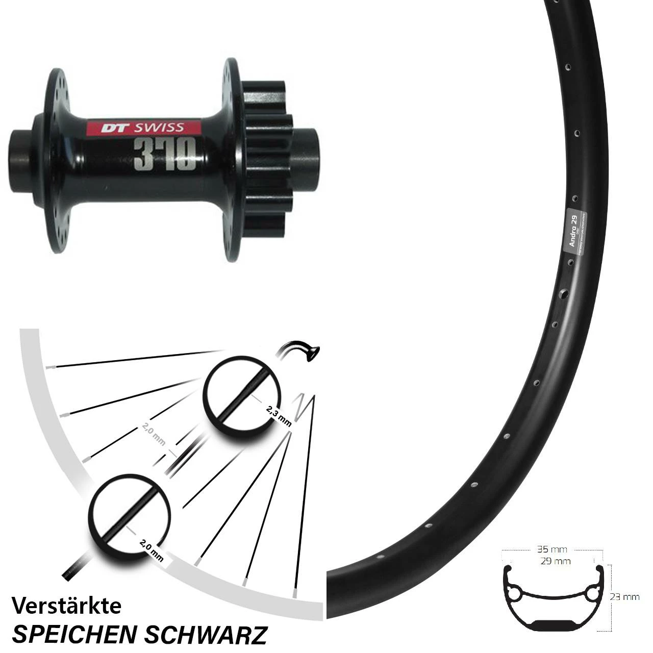 Ryde Andra 29 Zoll Vorderrad DT Swiss 370 Steckachse 15/100 Mm 3 Ryde Andra 29 Zoll Vorderrad DT Swiss 370 Steckachse 15/100 Mm