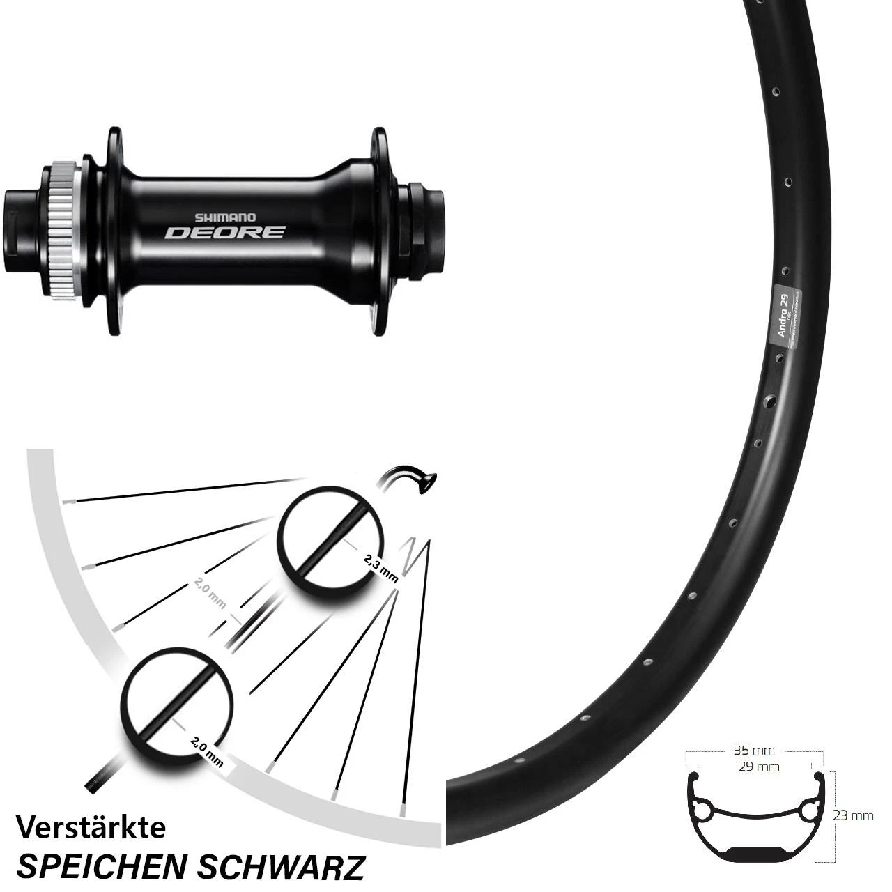 27,5 Zoll Ryde Andra 29 Vorderrad Centerlock 15/100 Mm Shimano HB-M6010 3 27,5 Zoll Ryde Andra 29 Vorderrad Centerlock 15/100 Mm Shimano HB-M6010