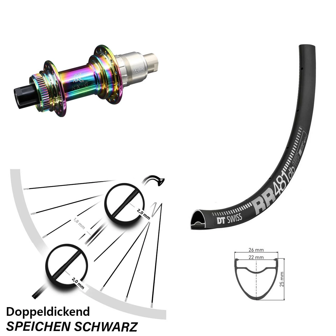 Dt-swiss DT Swiss RR 481 DB Hinterrad 28 Zoll KX-G Oilslick Sram XD-R 12-fach Steckachse 12x142 Mm 3 Dt-swiss DT Swiss RR 481 DB Hinterrad 28 Zoll KX-G Oilslick Sram XD-R 12-fach Steckachse 12x142 Mm