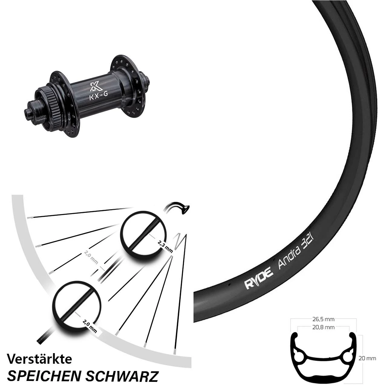 28-29 Zoll Vorderrad KX-G Für Schnellspanner Ryde Andra 321 3 28-29 Zoll Vorderrad KX-G Für Schnellspanner Ryde Andra 321