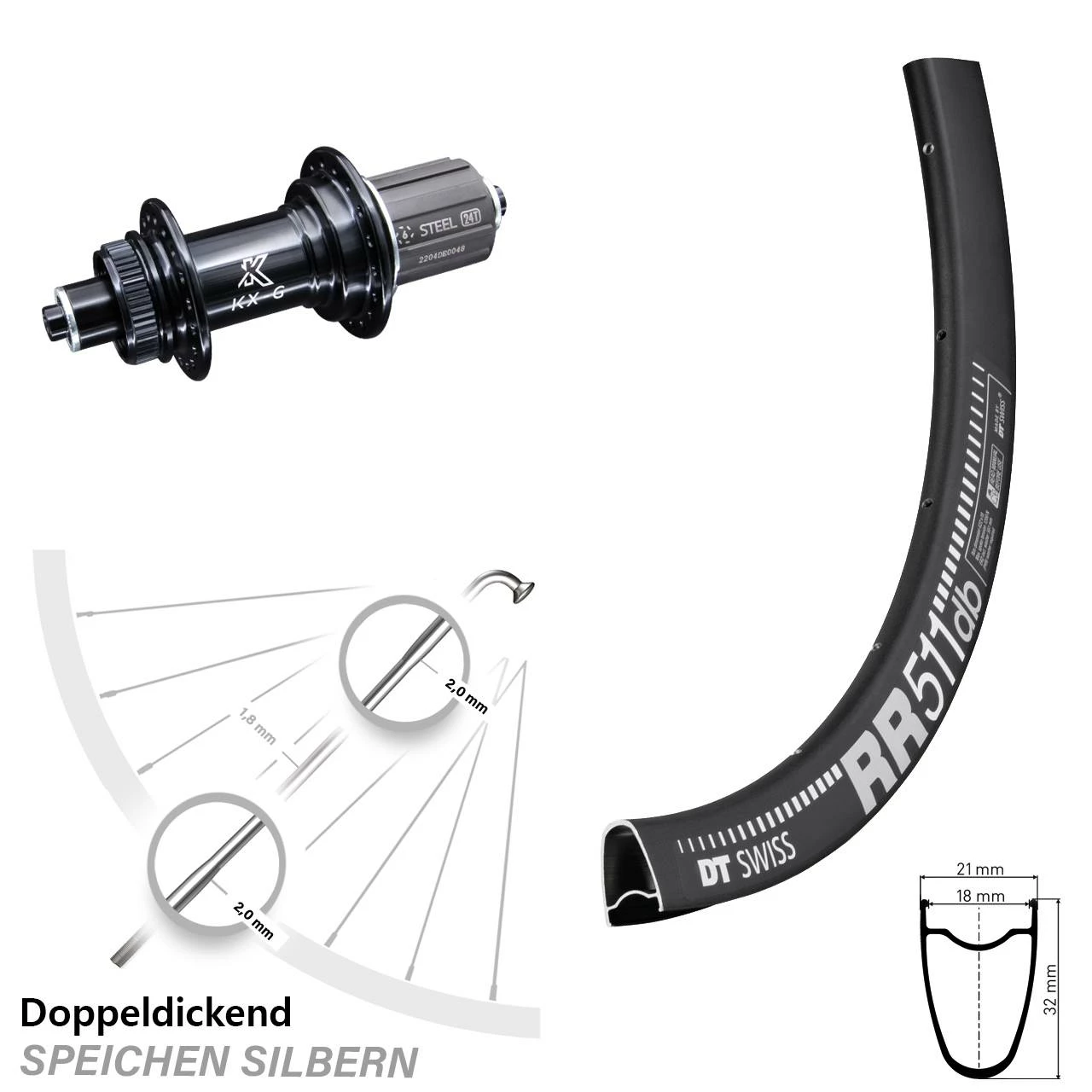 Dt-swiss KX-GS Schwarz Centerlock DT Swiss RR 511 DB Hinterrad 28 Zoll Für Schnellspanner 3 Dt-swiss KX-GS Schwarz Centerlock DT Swiss RR 511 DB Hinterrad 28 Zoll Für Schnellspanner