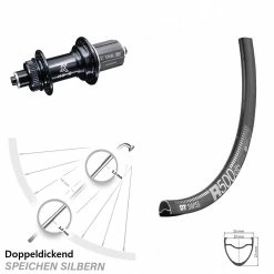 Dt-swiss Hinterrad Road Disc Schnellspanner KX-G/S Schwarz Centerlock DT Swiss R 500