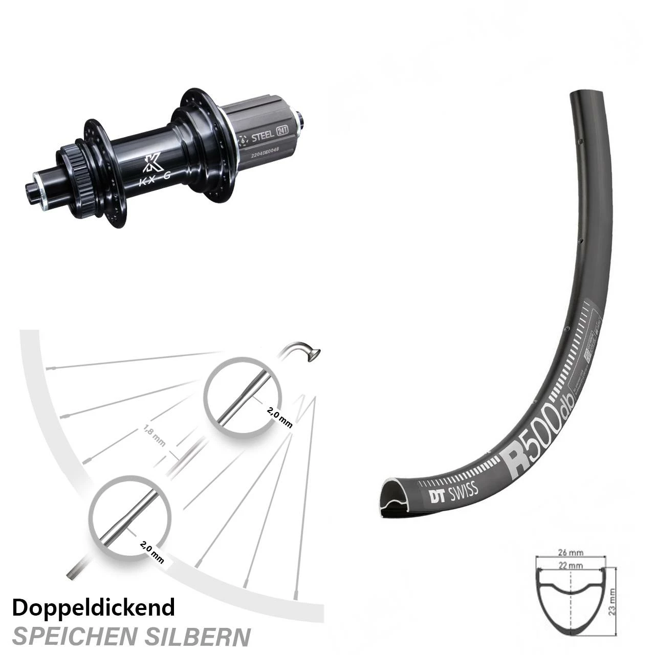 Dt-swiss Hinterrad Road Disc Schnellspanner KX-G/S Schwarz Centerlock DT Swiss R 500 3 Dt-swiss Hinterrad Road Disc Schnellspanner KX-G/S Schwarz Centerlock DT Swiss R 500