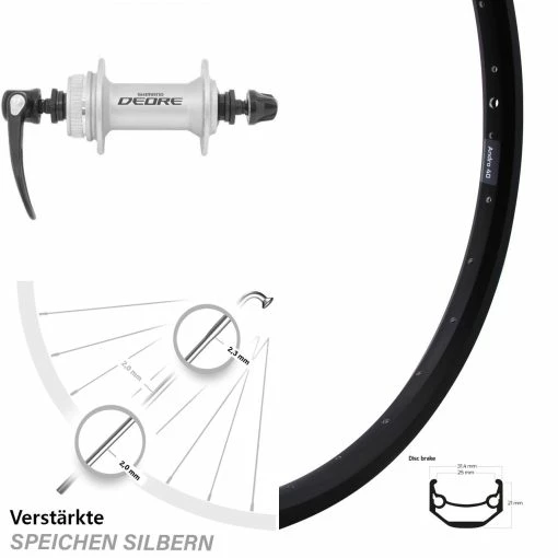 Vorderrad 28 Zoll Ryde Andra 40 Disc Mit Nabe Shimano HB-M595 Silbern -für Gravelbike Verkaufsladen 8258437