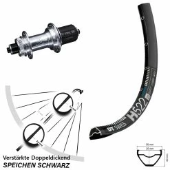 Dt-swiss DT Swiss H 522 Hinterrad 27,5 Zoll Mit KX-GS Centerlock Silbern Eloxiert Verstärkt E-Bike