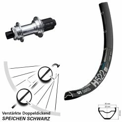 Dt-swiss DT Swiss H 522 Hinterrad 27,5 Zoll KX-GS Centerlock Silbern Eloxiert E-Bike