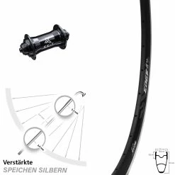 28 Zoll Vorderrad KX-T Nabe Schwarz Ryde Edge R33 Bikepacking Verstärkt Felgenbremse