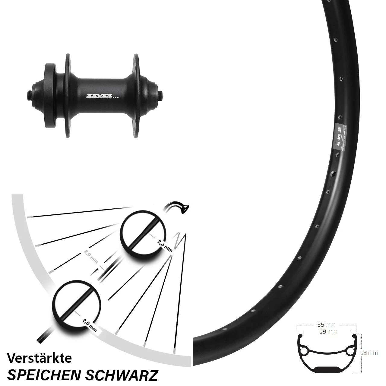 24 Zoll Ryde Andra 29 Scheibenbrems-Vorderrad Formula DC-21 3 24 Zoll Ryde Andra 29 Scheibenbrems-Vorderrad Formula DC-21