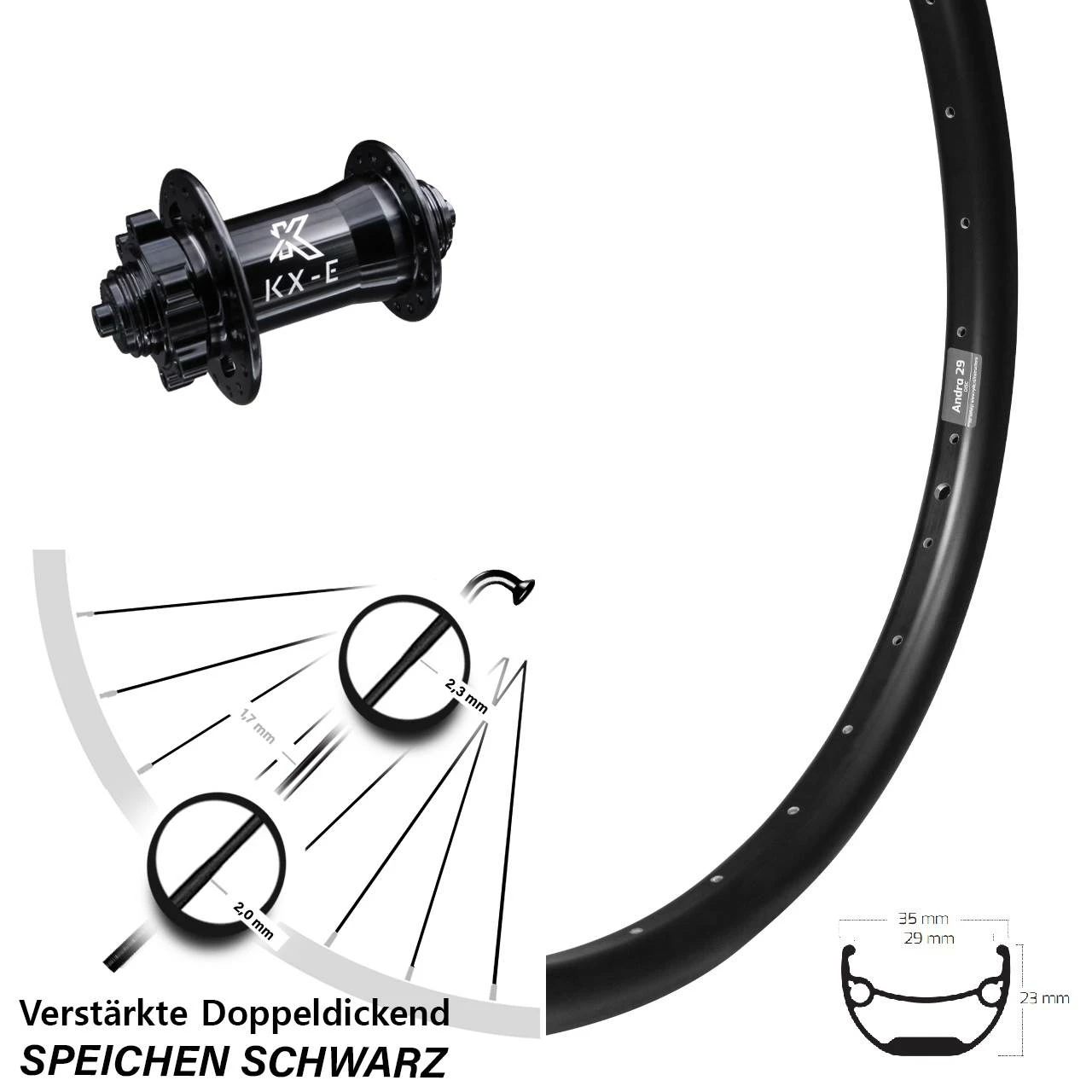 KX-E Nabe 5x100 Mm 6-loch Ryde Andra 29 Vorderrad 27,5 Zoll 3 KX-E Nabe 5x100 Mm 6-loch Ryde Andra 29 Vorderrad 27,5 Zoll