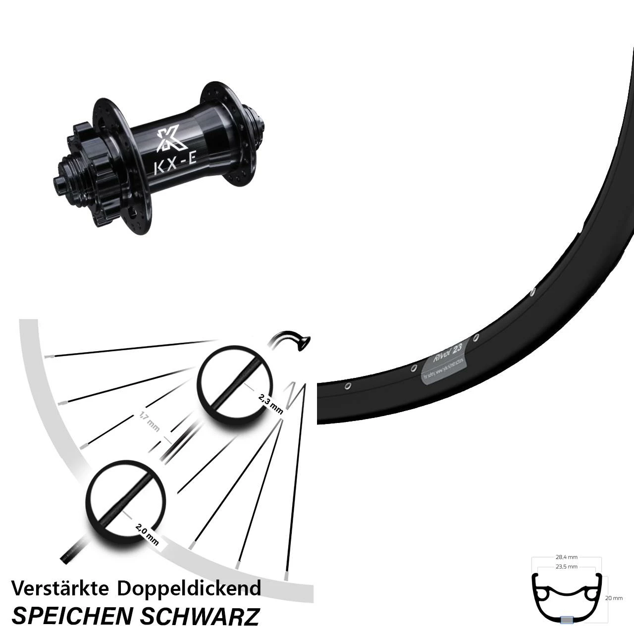 Ryde Rival 23-622 ETRTO Vorderrad 29 Zoll Mit KX-E Nabe Schnellspanner Verstärkt MTB 3 Ryde Rival 23-622 ETRTO Vorderrad 29 Zoll Mit KX-E Nabe Schnellspanner Verstärkt MTB