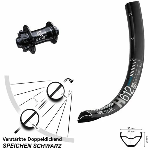 Dt-swiss 27,5+ Zoll Vorderrad KX-E Nabe 15x100 Mm 6-loch DT Swiss H 612 E-Bike MTB Verstärkt 2 Dt-swiss 27,5+ Zoll Vorderrad KX-E Nabe 15x100 Mm 6-loch DT Swiss H 612 E-Bike MTB Verstärkt -für Gravelbike Verkaufsladen 8262290