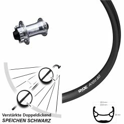 26 Zoll Vorderrad KX-E Nabe Silbern 15x100 Mm 6-loch Ryde Andra 321