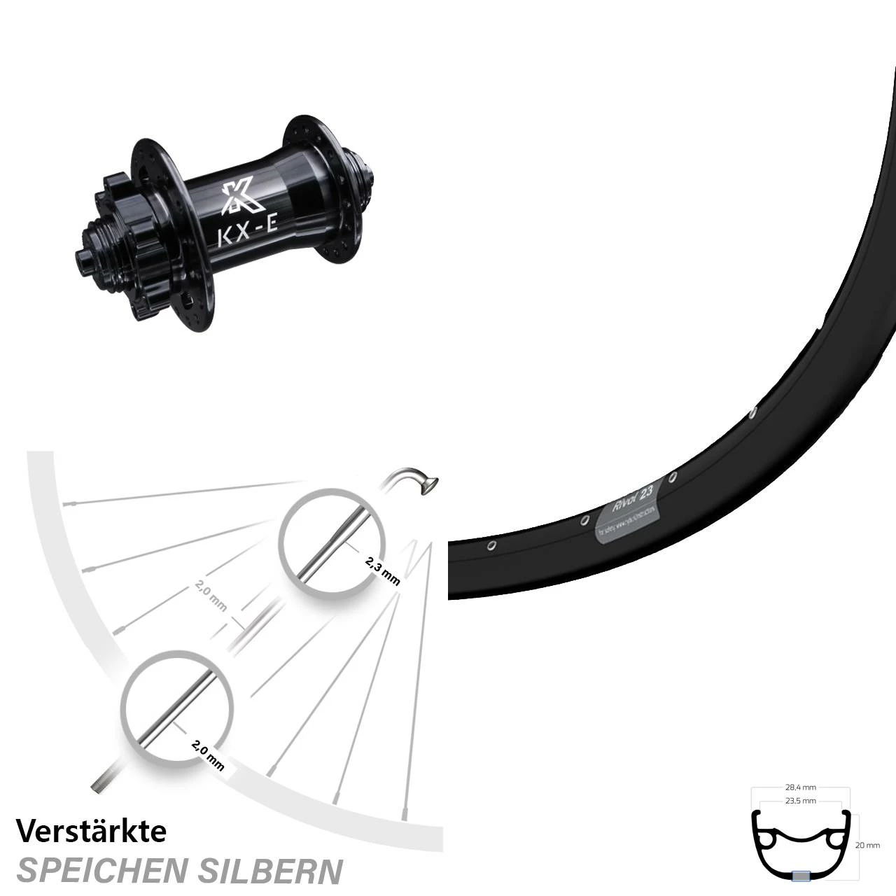 29 Zoll Vorderrad KX-E Nabe 5x100 Mm 6-loch Ryde Rival 23-622 ETRTO 3 29 Zoll Vorderrad KX-E Nabe 5x100 Mm 6-loch Ryde Rival 23-622 ETRTO