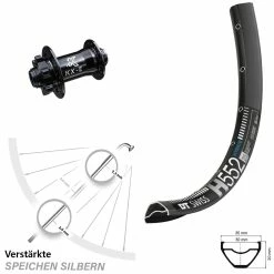 Dt-swiss Schwarzes 27,5 Zoll E-Bike Vorderrad DT Swiss H 552 Mit KX-E Nabe 15x100 Mm 6-loch