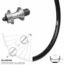 27,5 Zoll Hinterrad KX-E Nabe Silbern-eloxiert 5x135 Mm 6-Loch 11-fach Ryde Andra 29