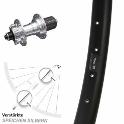 Ryde Rival 30 Disc Hinterrad 27,5 Zoll Mit KX-E Nabe Silbern-eloxiert 5x135 Mm 6-Loch