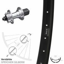 27,5+ Zoll Hinterrad KX-E Nabe Silbern-eloxiert 5x135 Mm 6-Loch 11-fach Ryde Rival 35 Disc