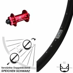Ryde Andra 30 Vorderrad 28 Zoll KX-G Nabe Rot-eloxiert Centerlock Schnellspanner 5x100 Mm