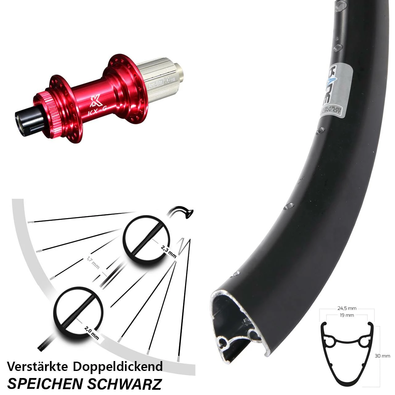 28-29 Zoll Laufrad KX-G Rot-eloxiert 12x142 Mm 11-fach Ryde Dutch 19 Centerlock 3 28-29 Zoll Laufrad KX-G Rot-eloxiert 12x142 Mm 11-fach Ryde Dutch 19 Centerlock