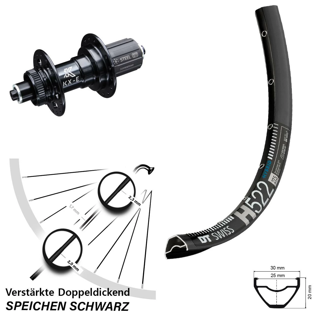 Dt-swiss 29 Zoll Hinterrad KX-E Nabe 5x135 Mm Centerlock 11-fach DT Swiss H 522 3 Dt-swiss 29 Zoll Hinterrad KX-E Nabe 5x135 Mm Centerlock 11-fach DT Swiss H 522