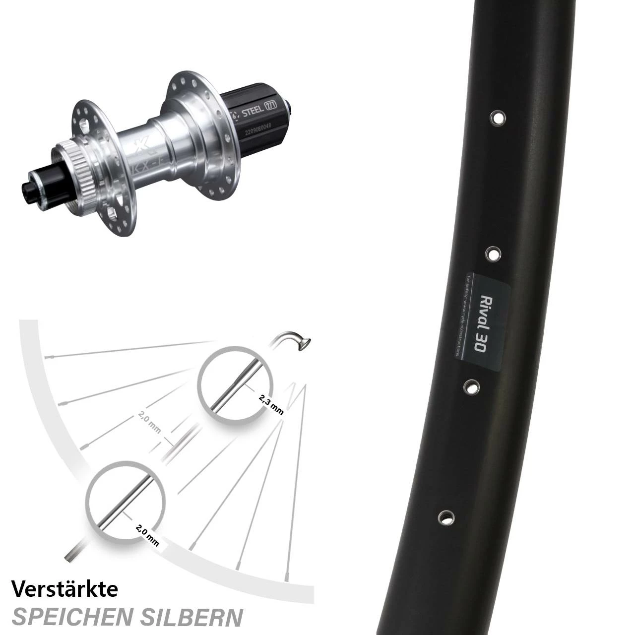 Ryde Rival 30 Disc Hinterrad 27,5 Zoll Mit KX-E Nabe Silbern 5x135 Mm Centerlock 3 Ryde Rival 30 Disc Hinterrad 27,5 Zoll Mit KX-E Nabe Silbern 5x135 Mm Centerlock