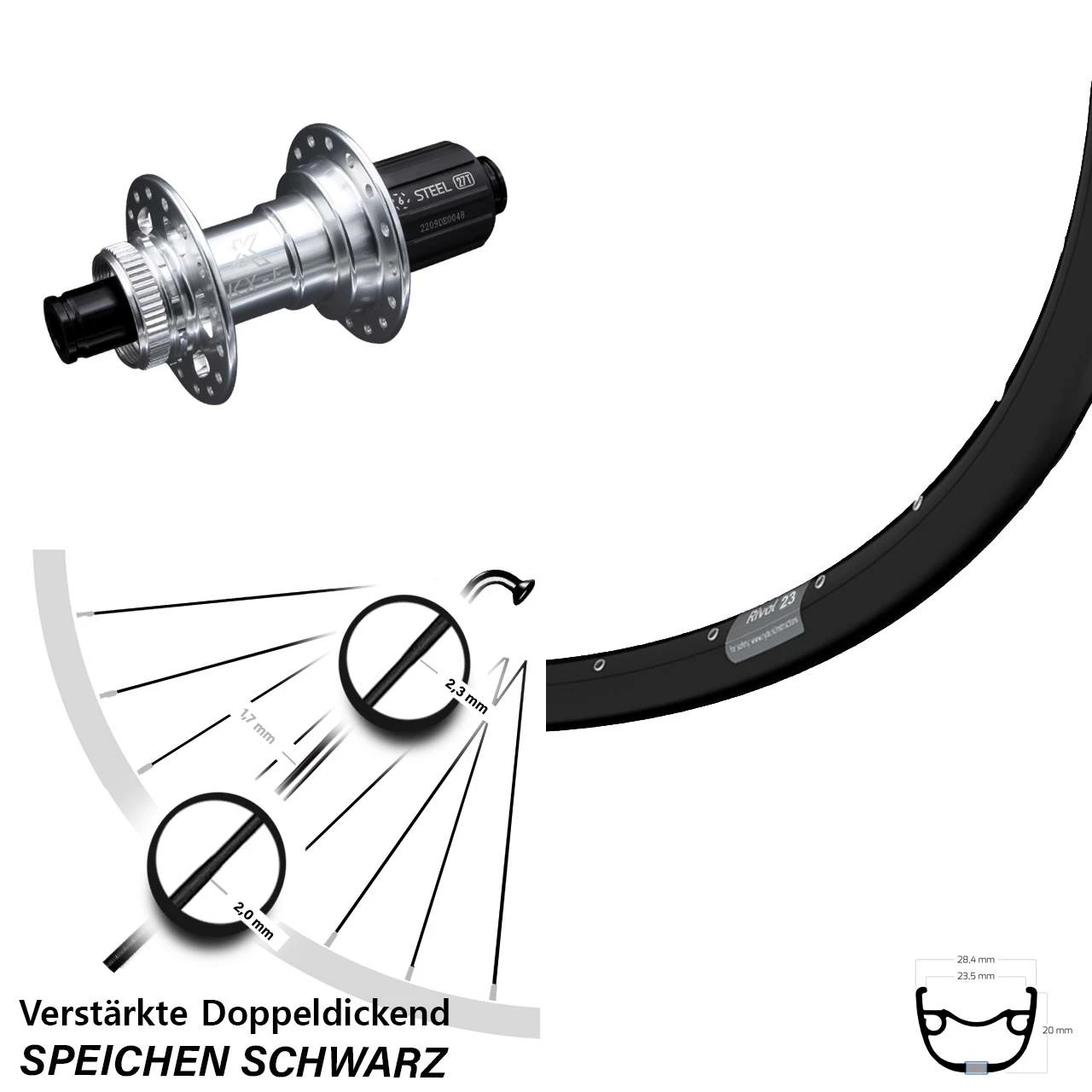 Ryde Rival 23-622 ETRTO Hinterrad 29 Zoll KX-E 12x142 Mm Centerlock 3 Ryde Rival 23-622 ETRTO Hinterrad 29 Zoll KX-E 12x142 Mm Centerlock